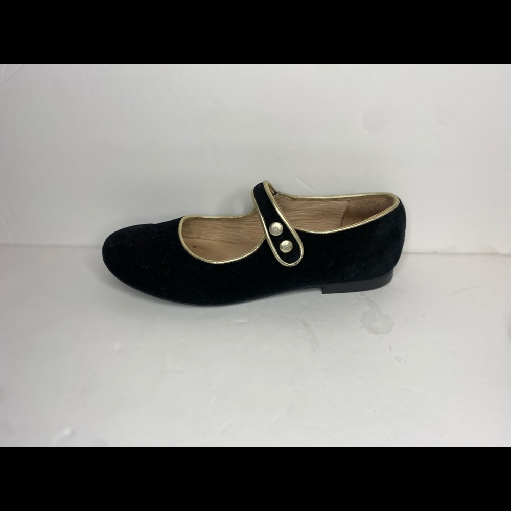 Black velvet gold trim dressy Mary Jane